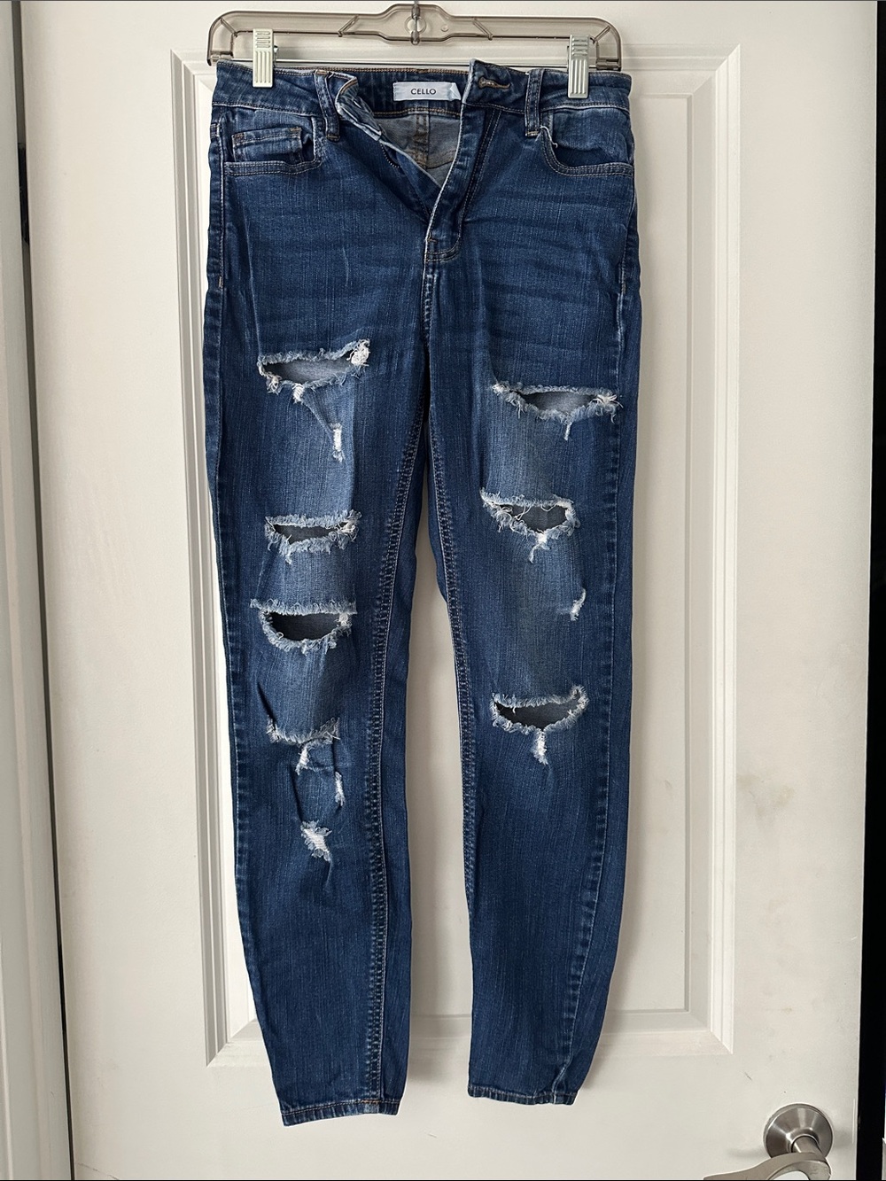 CELLO Dark Blue Ripped Skinny Jeans